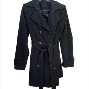 Calvin Klein Black Trench Coat Sz M